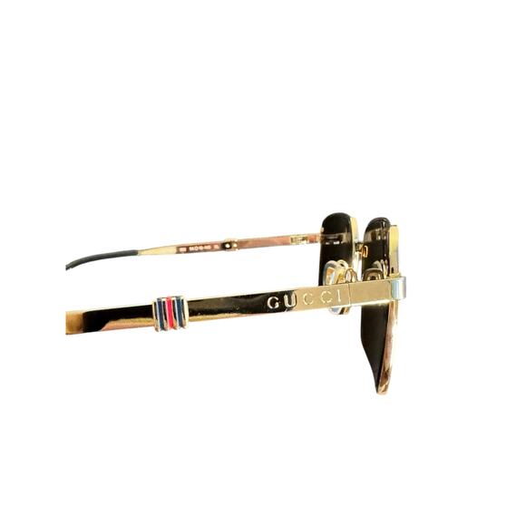 Gucci NWT GG1495S Running Web Rectangular Sunglasses in Gold - Picture 11 of 13